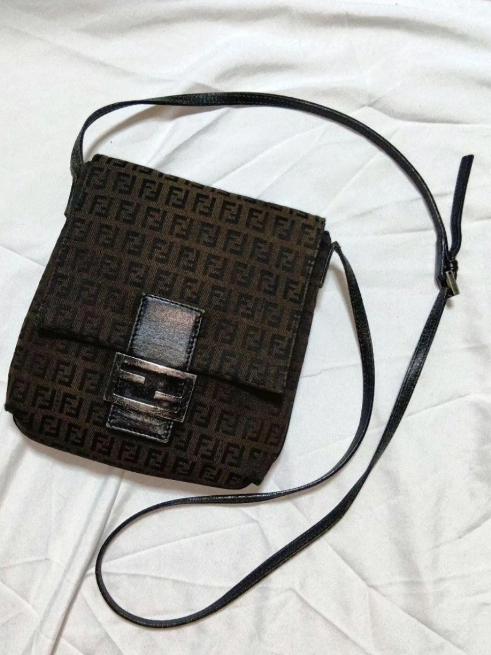 Fendi Brown/Black FF Logo Crossbody Bag